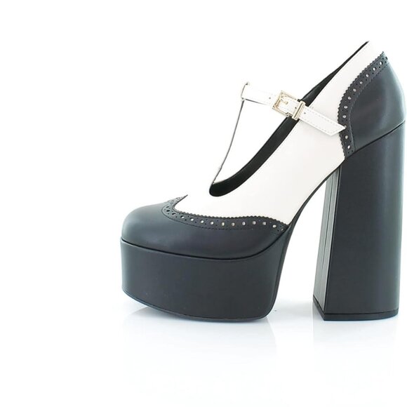 NWT Jessica Simpson Sleventa Black/Chalk Mary Jane Platform Block Heels 7M - 10M - Picture 6 of 7